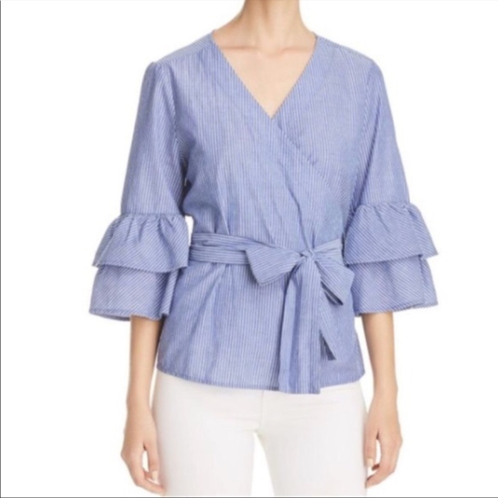 Beach lunch lounge Striped Wrap Top
Belt Sleeve